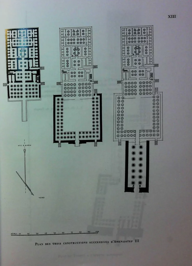 Trois phases de construction du temple de Louxor sous Amenhotep III